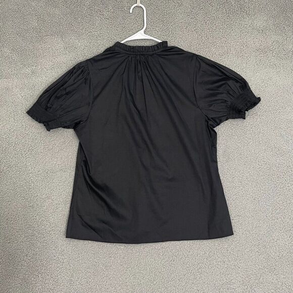 Robert Graham Mila Blouse Women L Black Puff Sleeve Button Front NEW - Picture 8 of 13